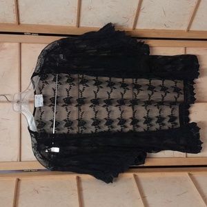 LA Hearts black lace short cardigan size S